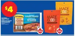 Real Canadian Superstore BUTTERBALL TURKEY FRANKS 450 G OR MADE GOOD ORGANIC PUFFED CRACKERS, 121 G offer