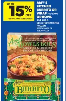 Real Canadian Superstore AMY'S KITCHEN BURRITO OR WRAP, 142-170 G OR BOWL, 234-284 G offer