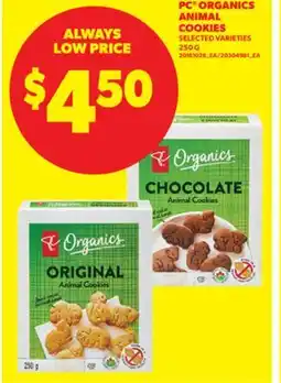 Real Canadian Superstore PC ORGANICS ANIMAL COOKIES, 250 G offer