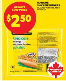 Real Canadian Superstore NO NAME CHICKEN WIENERS, 450 G offer