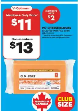 Real Canadian Superstore PC CHEESE BLOCKS, 500 G offer