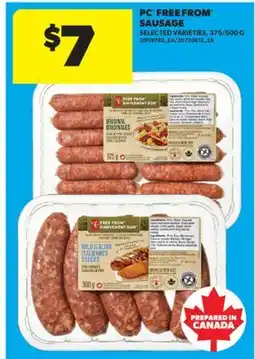 Real Canadian Superstore PC FREE FROM SAUSAGE, 375/500 G offer
