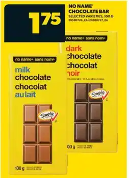 Real Canadian Superstore NO NAME CHOCOLATE BAR, 100 G offer