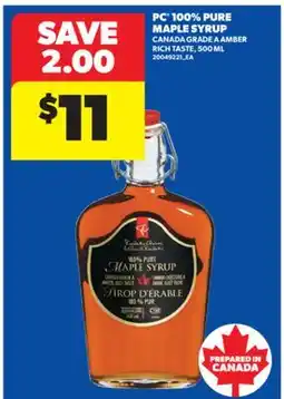Real Canadian Superstore PC 100% PURE MAPLE SYRUP, 500 ML offer