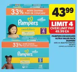 Real Canadian Superstore PAMPERS SWADDLERS ULTRA VALUE PACK DIAPERS, 88-192' S offer