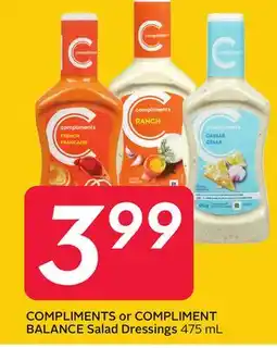 Sobeys COMPLIMENTS or COMPLIMENT BALANCE Salad Dressings offer