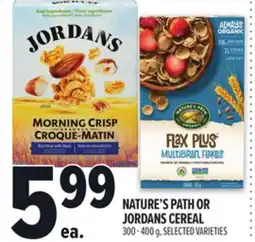Metro NATURE'S PATH OR JORDANS CEREAL offer