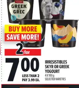 Metro IRRESISTIBLES SKYR OR GREEK YOGOURT offer