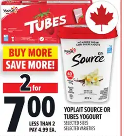 Metro YOPLAIT SOURCE OR TUBES YOGOURT offer