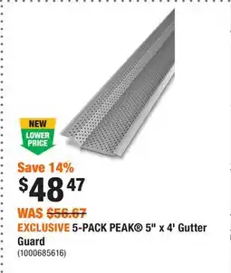 Home Depot EXCLUSIVE 5-PACK PEAK 5 x 4' Gutter Guard offer