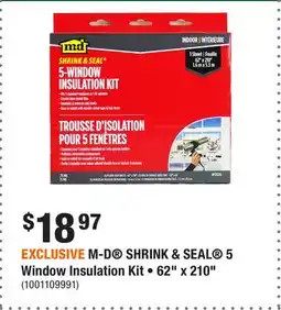 Home Depot EXCLUSIVE M-D SHRINK & SEAL 5 Window Insulation Kit • 62 x 210 offer