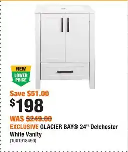 Home Depot EXCLUSIVE GLACIER BAY 24 Delchester White Vanity offer