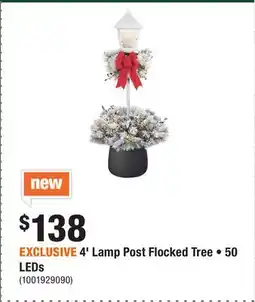 Home Depot EXCLUSIVE 4' Lamp Post Flocked Tree • 50 LEDs offer