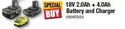 Home Depot 18V 2.0Ah + 4.o Ah Battery and Charger offer