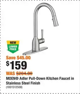 Home Depot MOEN Adler Pull-Down Kitchen Faucet in Stainless Steel Finish offer