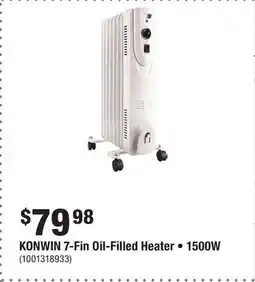 Home Depot KONWIN 7-Fin Oil-Filled Heater • 1500W offer
