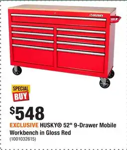 Home Depot EXCLUSIVE HUSKY 52 9-Drawer Mobile Workbench in Gloss Red offer