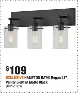 Home Depot EXCLUSIVE HAMPTON BAY Regan 21 Vanity Light in Matte Black offer