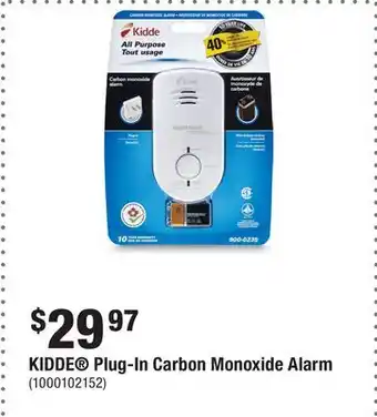 Home Depot KIDDE Plug-In Carbon Monoxide Alarm offer