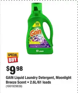 Home Depot GAIN Liquid Laundry Detergent, Moonlight Breeze Scent • 2.6L/61 loads offer