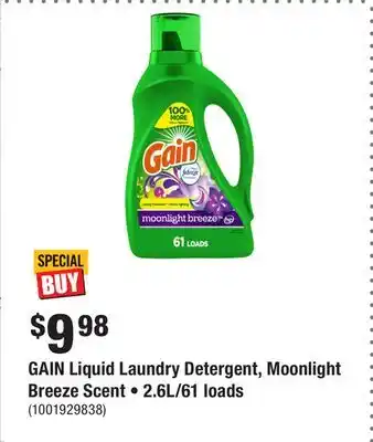 Home Depot GAIN Liquid Laundry Detergent, Moonlight Breeze Scent • 2.6L/61 loads offer