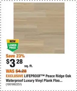 Home Depot EXCLUSIVE LIFEPROOF Peace Ridge Oak Waterproof Luxury Vinyl Plank Flooring • (20.06 sq.ft./case) offer