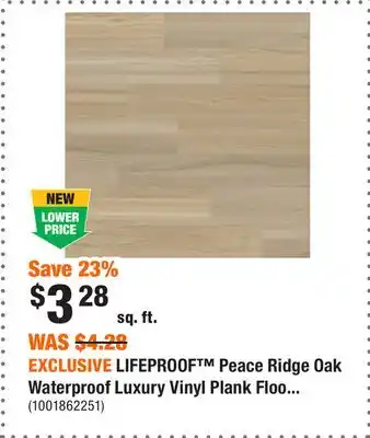 Home Depot EXCLUSIVE LIFEPROOF Peace Ridge Oak Waterproof Luxury Vinyl Plank Flooring • (20.06 sq.ft./case) offer
