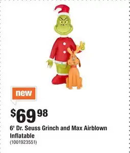 Home Depot 6' Dr. Seuss Grinch and Max Airblown Inflatable offer