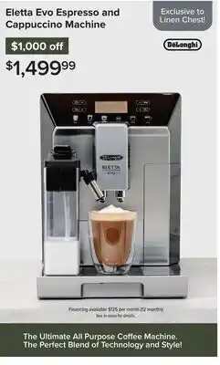 Linen Chest Eletta Evo Espresso and Cappuccino Machine offer