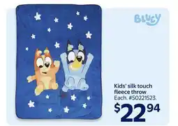 Walmart Kids' silk touch fleece throw offer