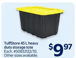 Walmart TuffStore 45 L heavy duty storage tote offer