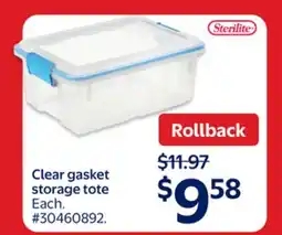 Walmart Clear gasket storage tote offer