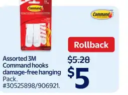 Walmart Assorted 3M Command hooks damage-free hanging offer