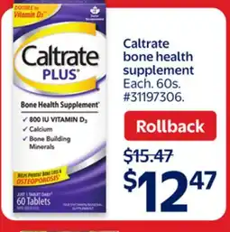 Walmart Caltrate bone health supplement offer