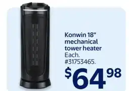 Walmart Konwin 18 mechanical tower heater offer