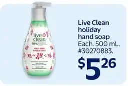Walmart Live Clean holiday hand soap offer