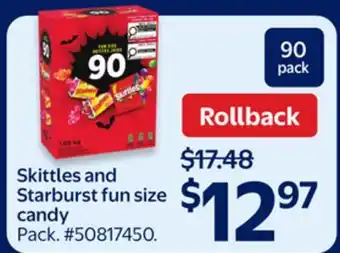Walmart Skittles and Starburst fun size candy offer