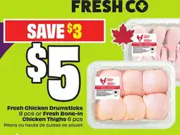 Chalo FreshCo Fresh Chicken Drumsticks 8 pcs or Fresh Bone-in Chicken Thighs 6 pcs offer