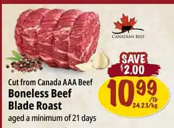 Farm Boy Cut from Canada AAA Beef Boneless Beef Blade Roast offer