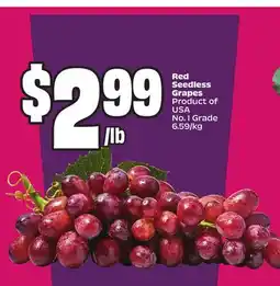 Chalo FreshCo Red Seedless Grapes Product of USA No. 1 Grade 6.59/kg offer