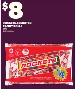 Loblaws ROCKETS ASSORTED CANDY ROLLS, 1KG offer