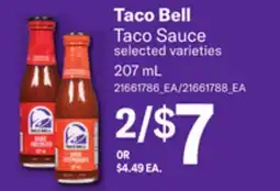 Loblaws TACO BELL TACO SAUCE, 207ML offer