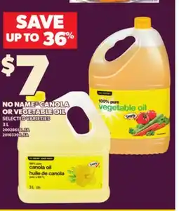 Loblaws NO NAME CANOLA OR VEGETABLE OIL, 3L offer