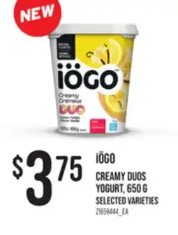 Loblaws IÖGO CREAMY DUOS YOGURT, 650G offer