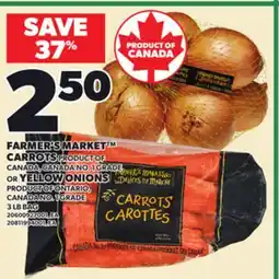 Loblaws FARMER'S MARKET CARROTS OR YELLOW ONIONS, 3LB BAG offer