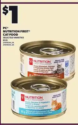 Loblaws PC NUTRITION FIRST CAT FOOD, 85 G offer
