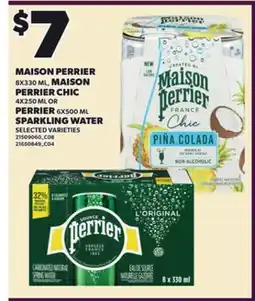 Loblaws MAISON PERRIER 8X330ML, MAISON PERRIER CHIC 4X250ML OR PERRIER 6X500ML SPARKLING WATER offer
