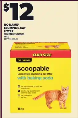 Loblaws NO NAME CLUMPING CAT LITTER, 18KG offer