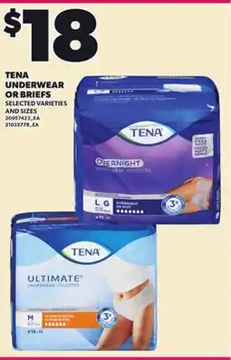 Loblaws TENA UNDERWEAR OR BRIEFS offer