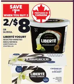 Loblaws LIBERTÉ YOGURT, 500G/4X100G offer